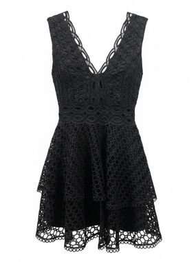 Mad For Love Black Lace V-Neck Women's Dress